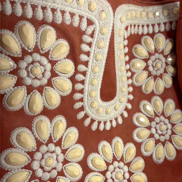 Lockheart leather rhinestone embroidered tote bag - Picture 2 of 10